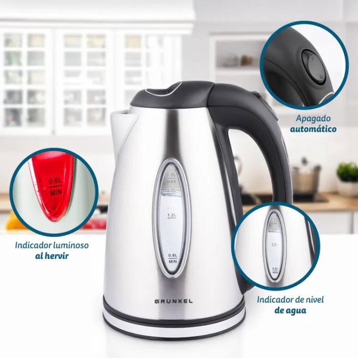 Grunkel Hervidor de Agua HV-16GX 2000W 1.7L Blanco